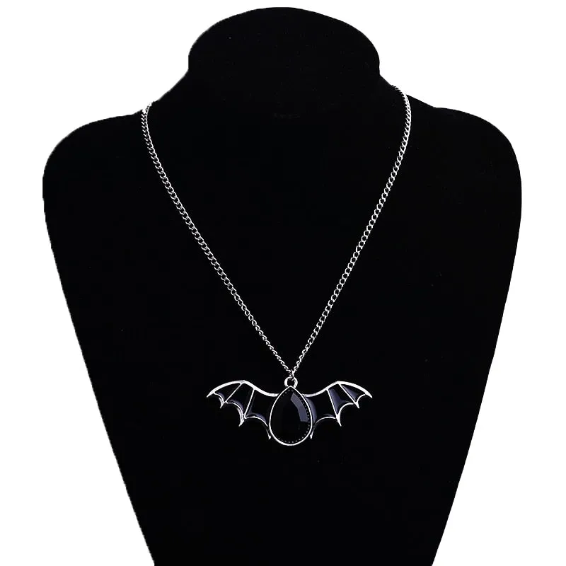 Crystal Vampire Bat Necklace