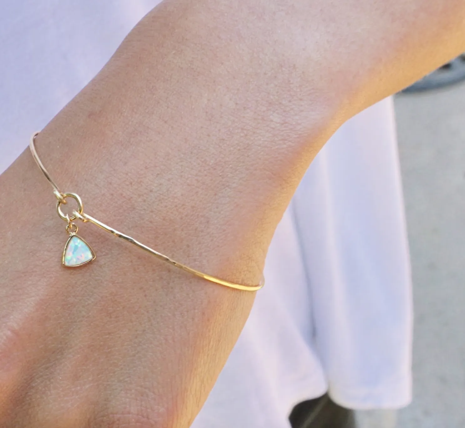 Dainty Opal Bangle Bracelet