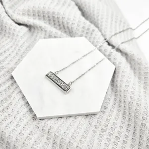 Dainty Silver Druzy Bar Necklace