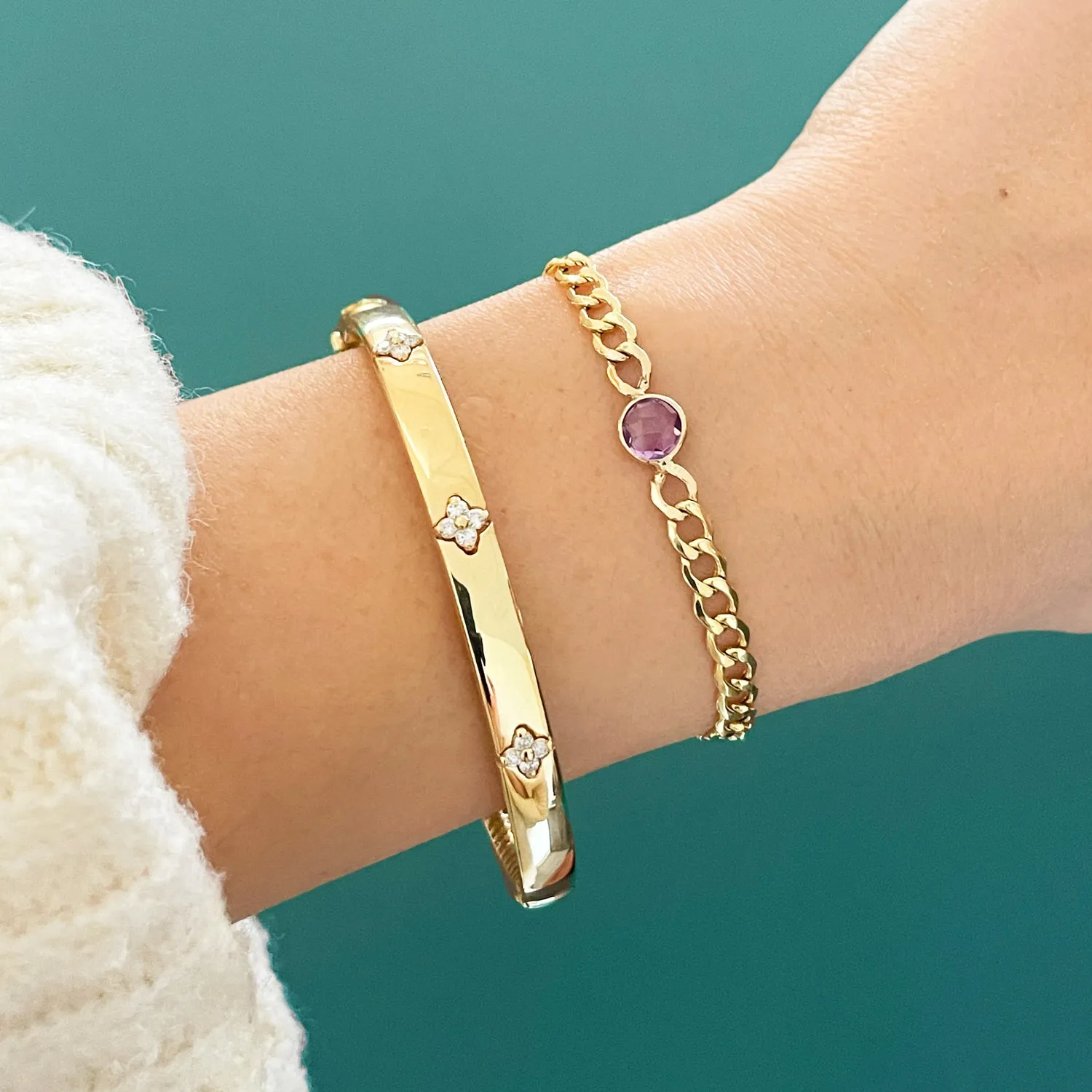 Diamond Clover Bangle