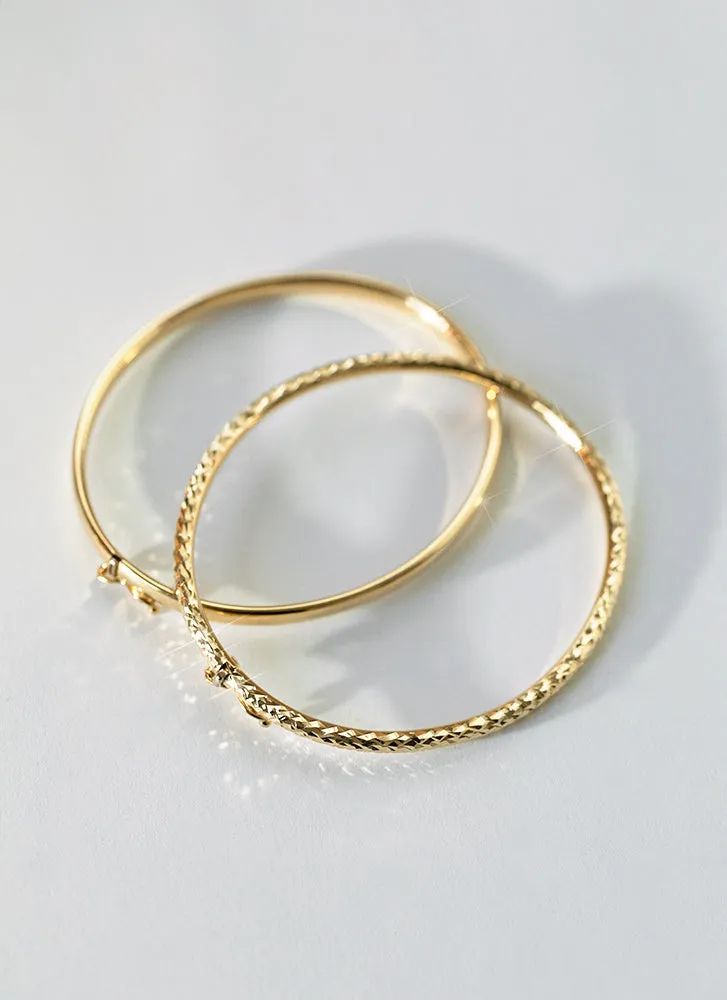 Diamond cut 3mm bangle 14k gold