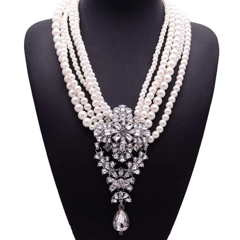 Diamonds and Pearls White Necklace