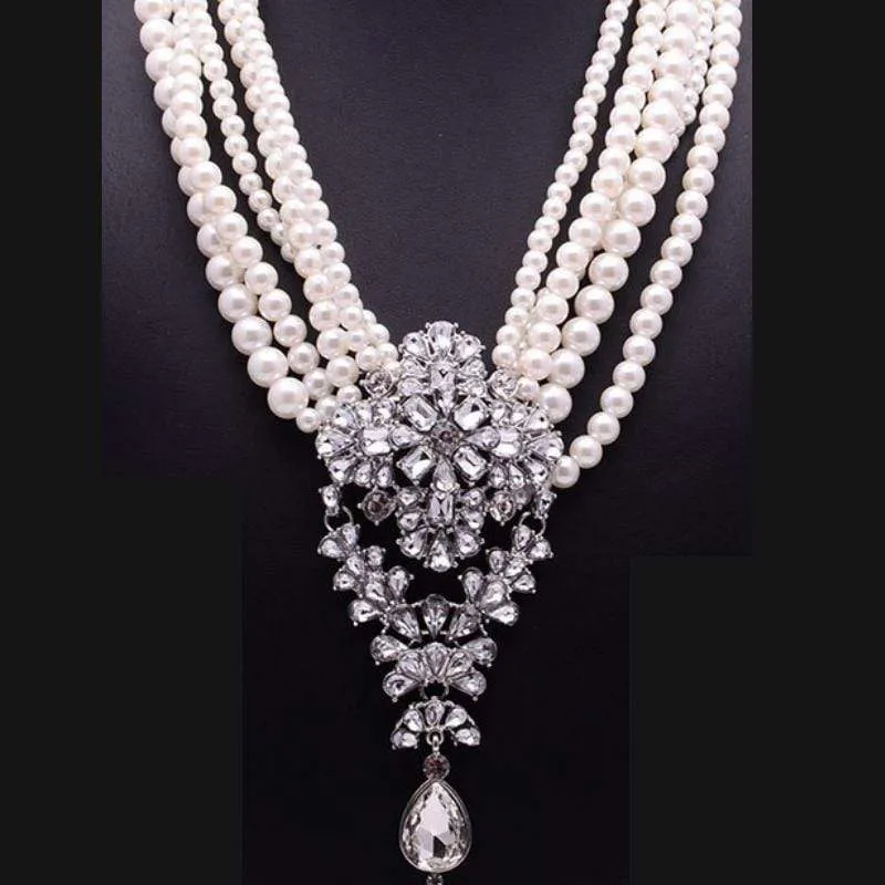 Diamonds and Pearls White Necklace