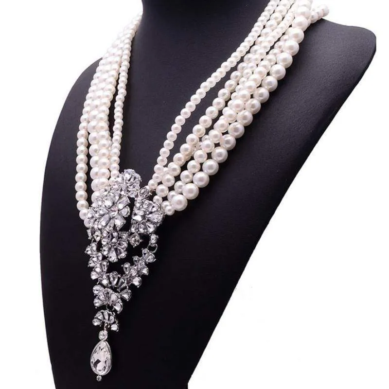 Diamonds and Pearls White Necklace