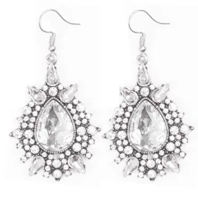 Diva Decor White Gem Statement Earrings