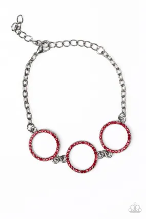 Dress The Part Red Gem and Gunmetal Bracelet - Paparazzi Accessories