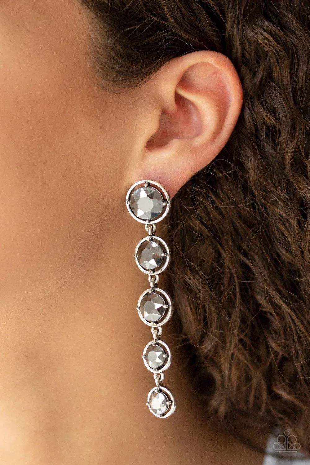 Drippin In Starlight Silver Gem Earrings - Paparazzi Accessories