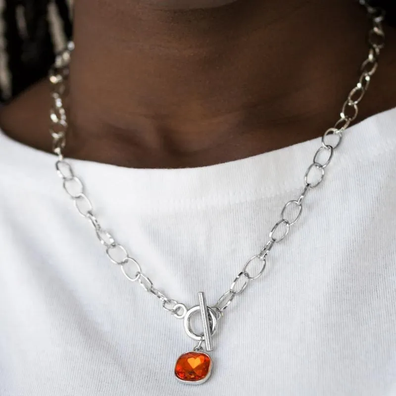 Dynamite Dazzle Orange Gem Necklace