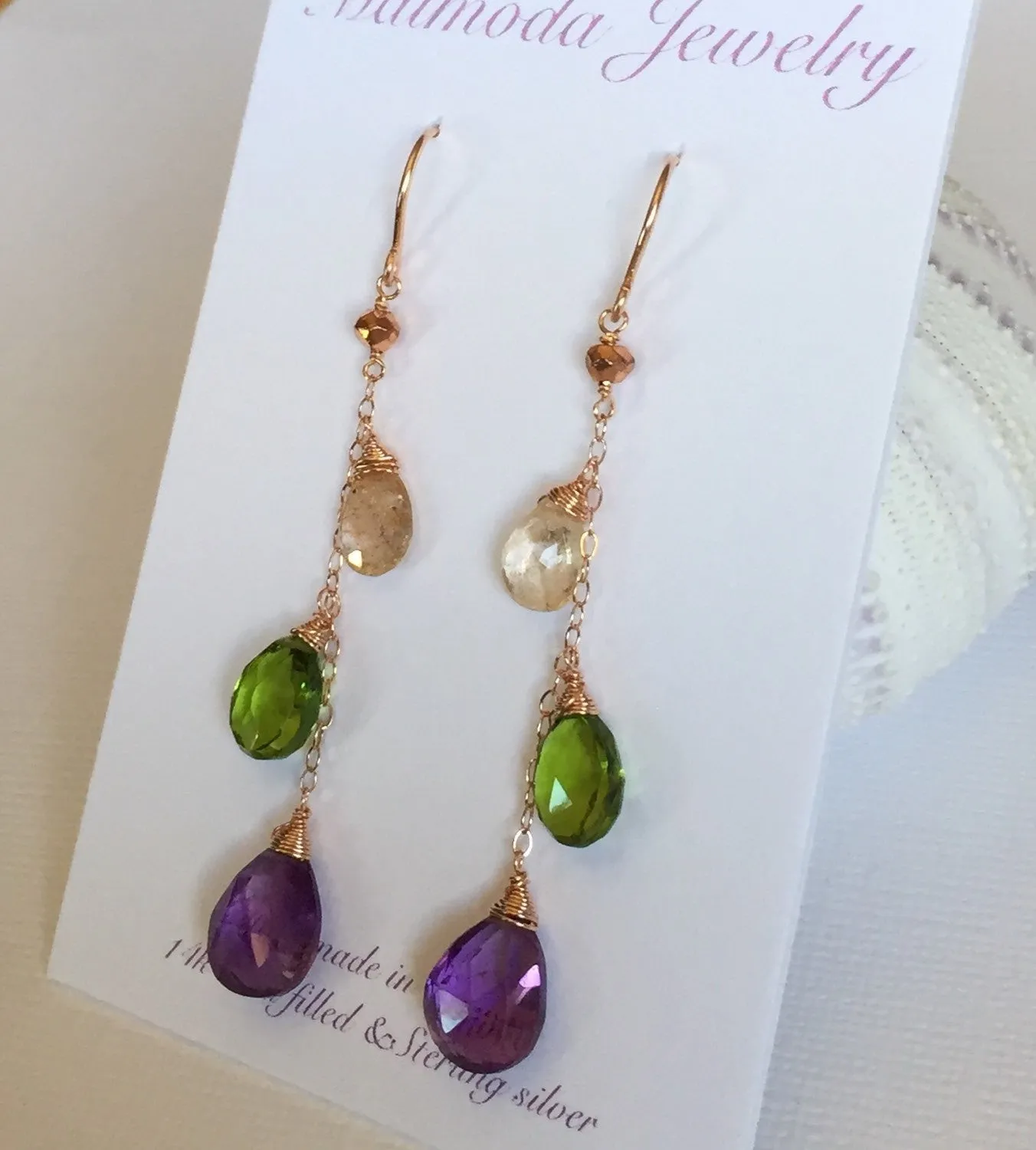 Earring Adele - mix gemstones  (E113)