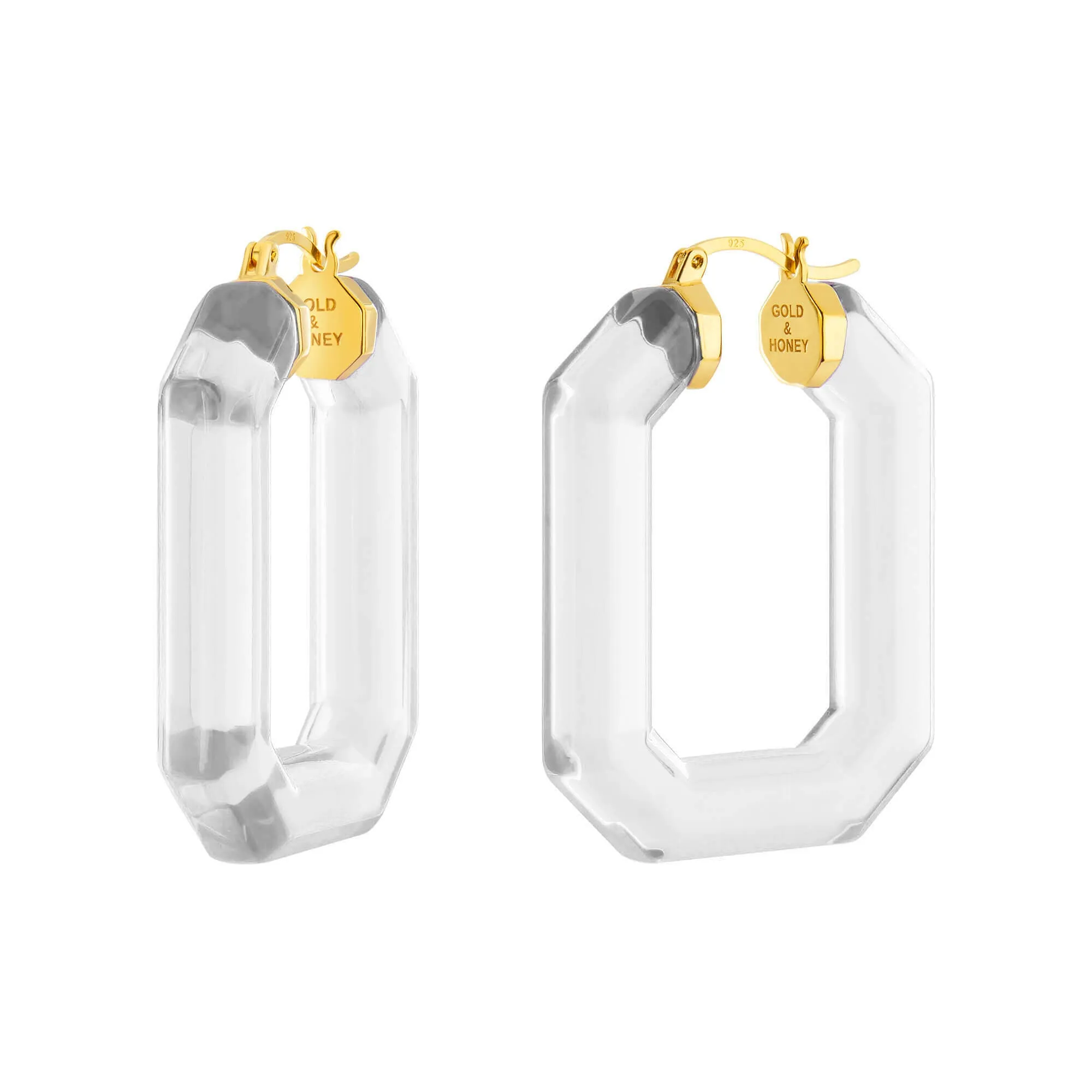 Emerald Gem Lucite Hoop Earrings