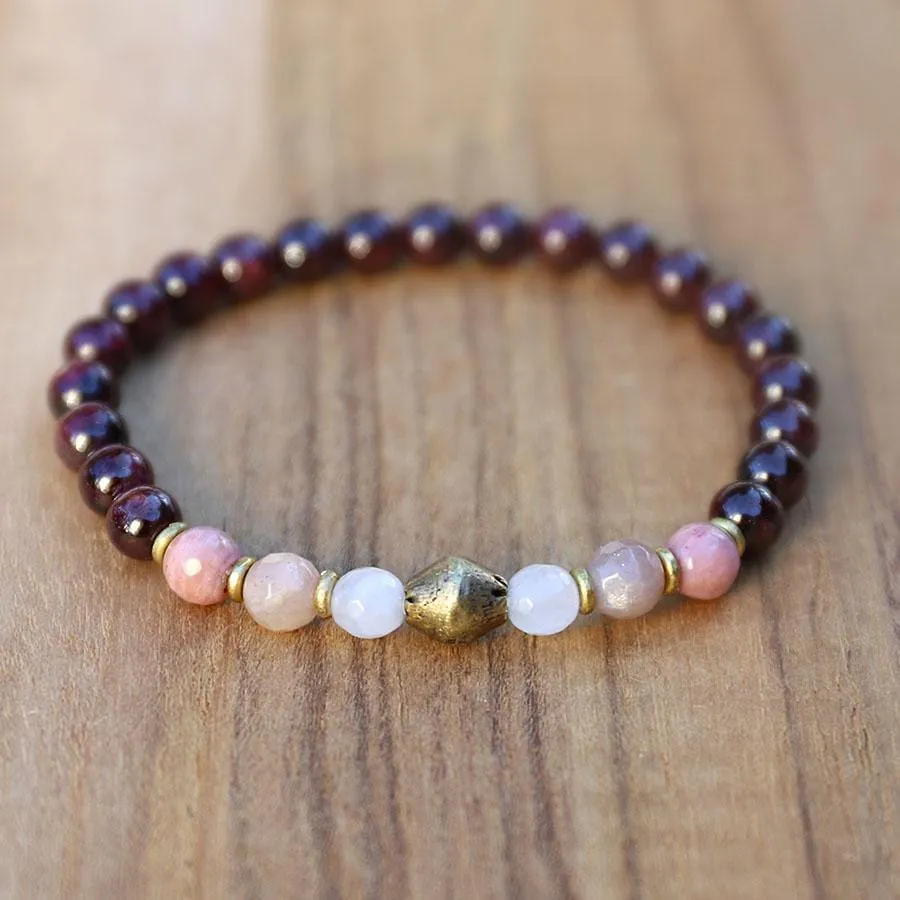 Garnet and Love Gemstones Bracelet