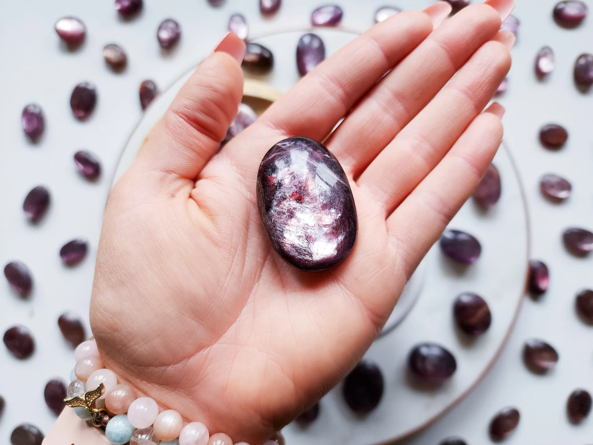 Gem Lepidolite Mini Palm Stones