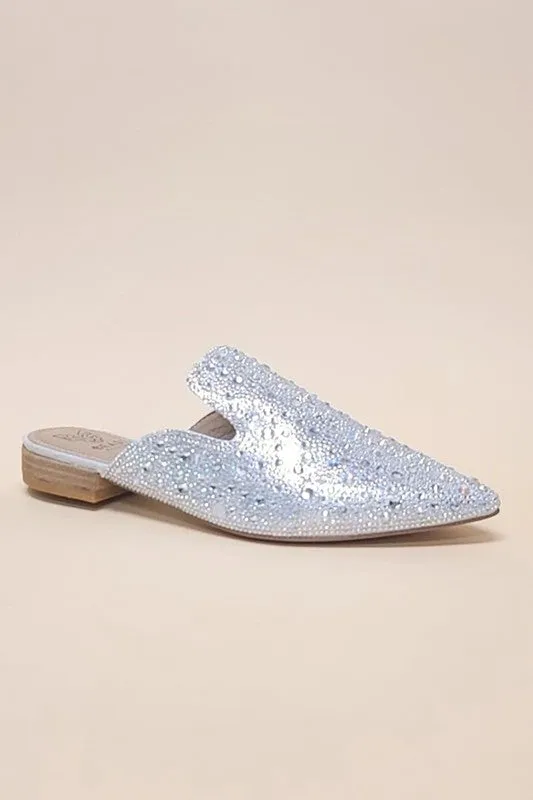 GEM POINTED TOE SLIP ON MULE FLATS