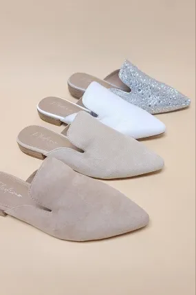 GEM POINTED TOE SLIP ON MULE FLATS