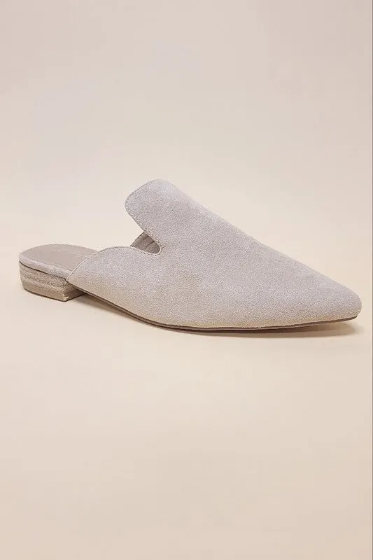 GEM POINTED TOE SLIP ON MULE FLATS