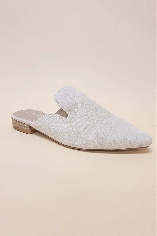 GEM POINTED TOE SLIP ON MULE FLATS