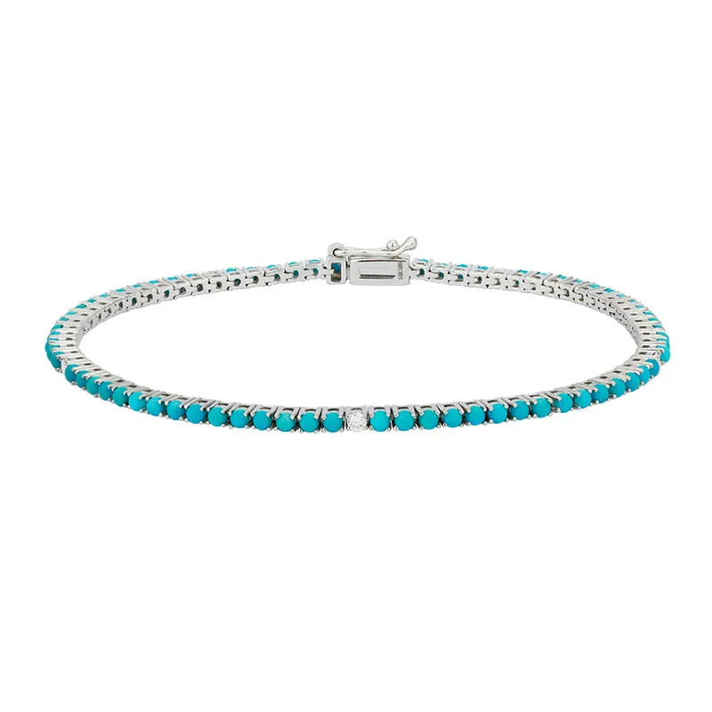 Gemstones and Diamonds Thin Tennis Bracelet