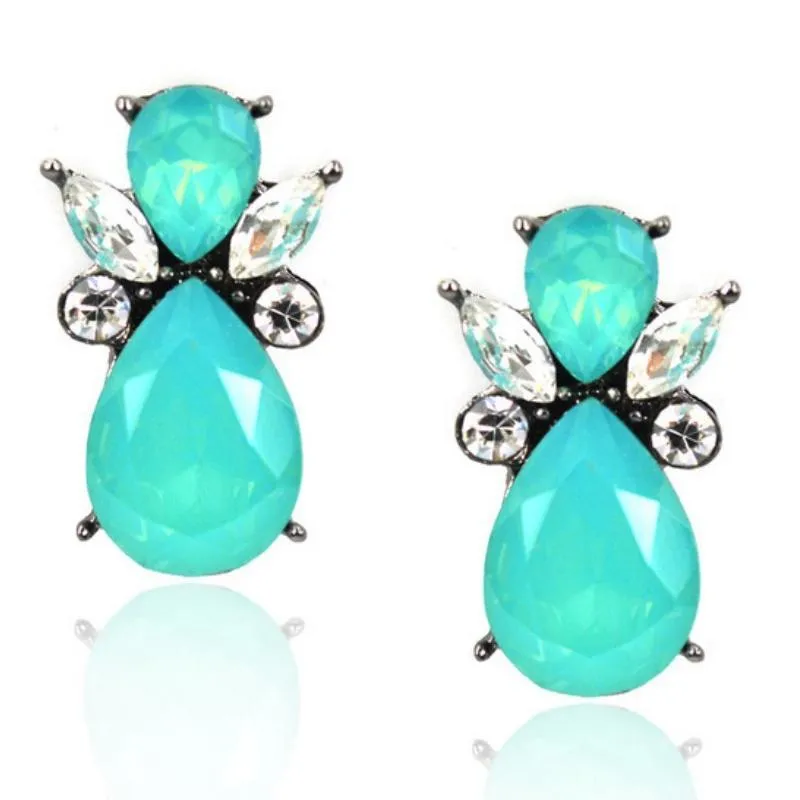 Glass Angels Ice Green Gem Earrings