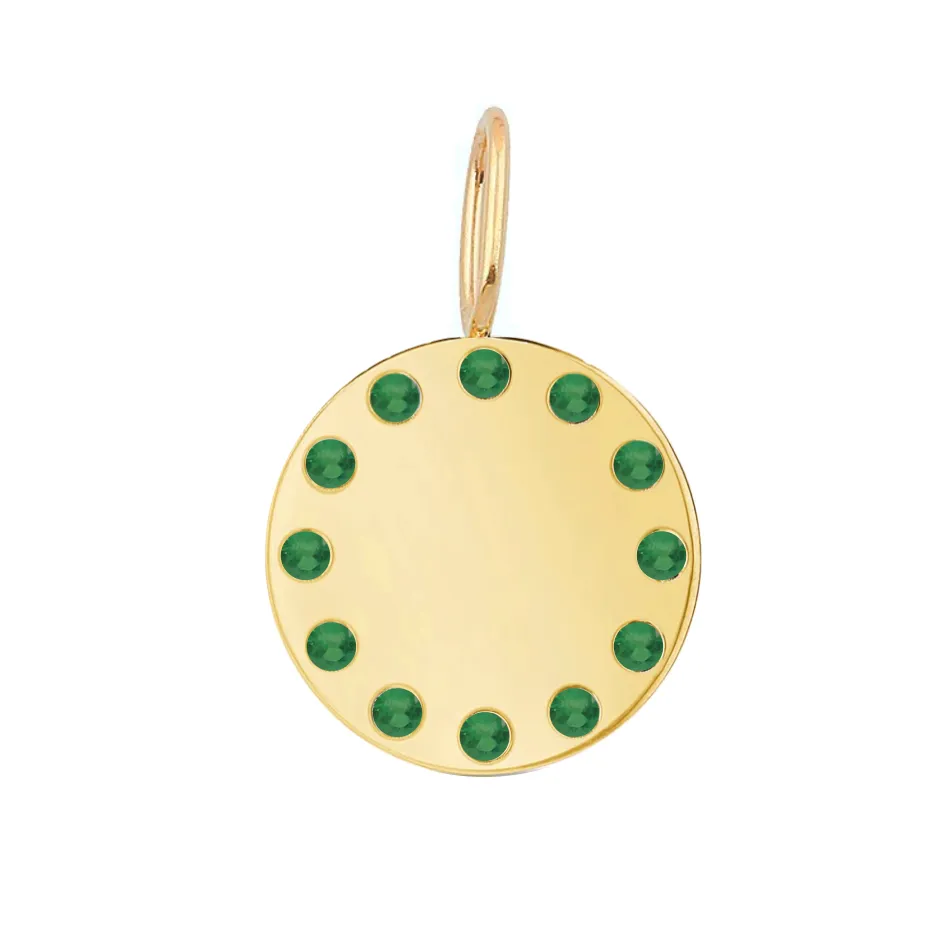 Gold Disc and Gemstones Charm