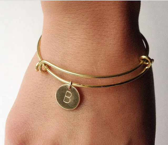 Gold Monogram Bangle Bracelet