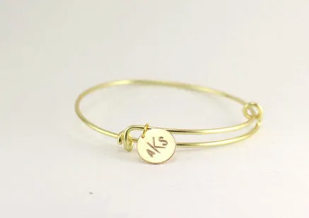 Gold Monogram Bangle Bracelet