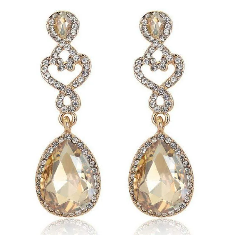 Golden Drop of Luxury Gem Earrings