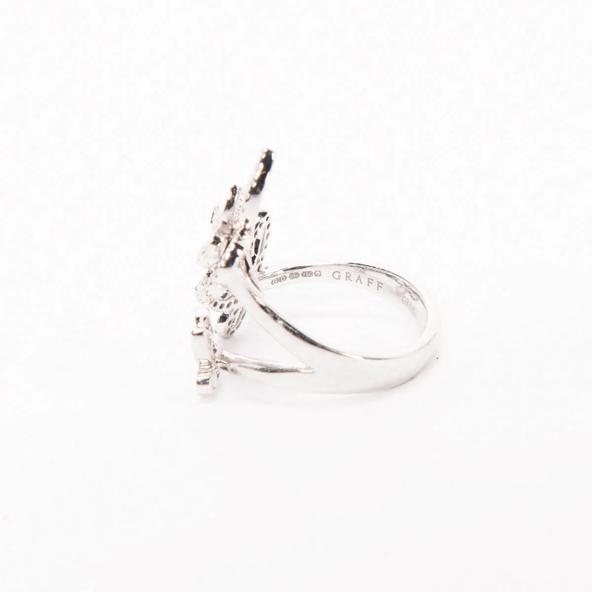 Graff 18k White Gold & Diamond Triple Butterfly Silhouette Ring