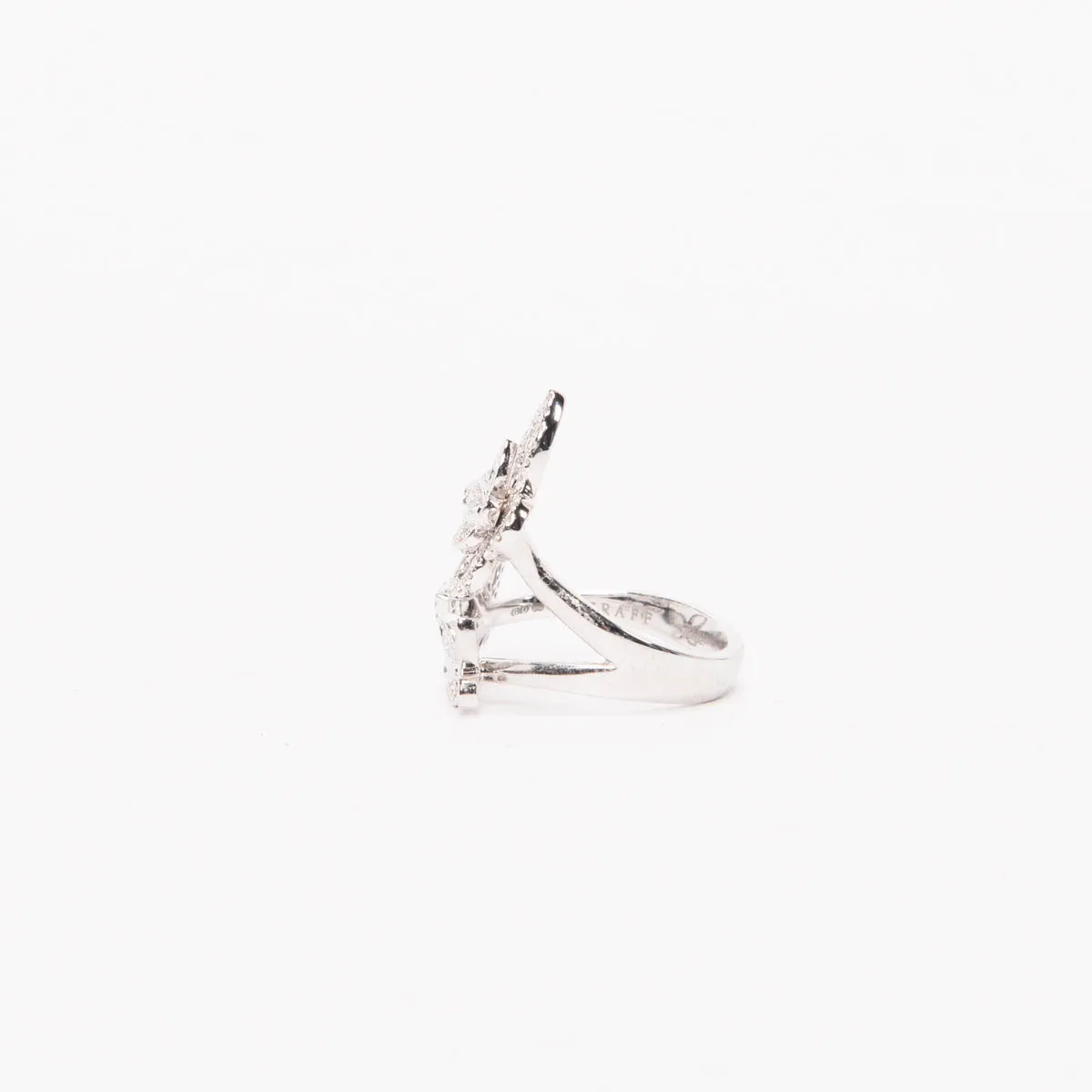 Graff 18k White Gold & Diamond Triple Butterfly Silhouette Ring