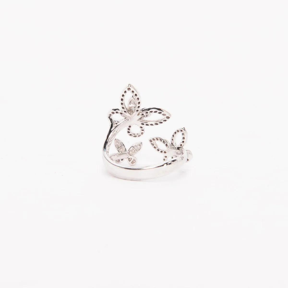 Graff 18k White Gold & Diamond Triple Butterfly Silhouette Ring