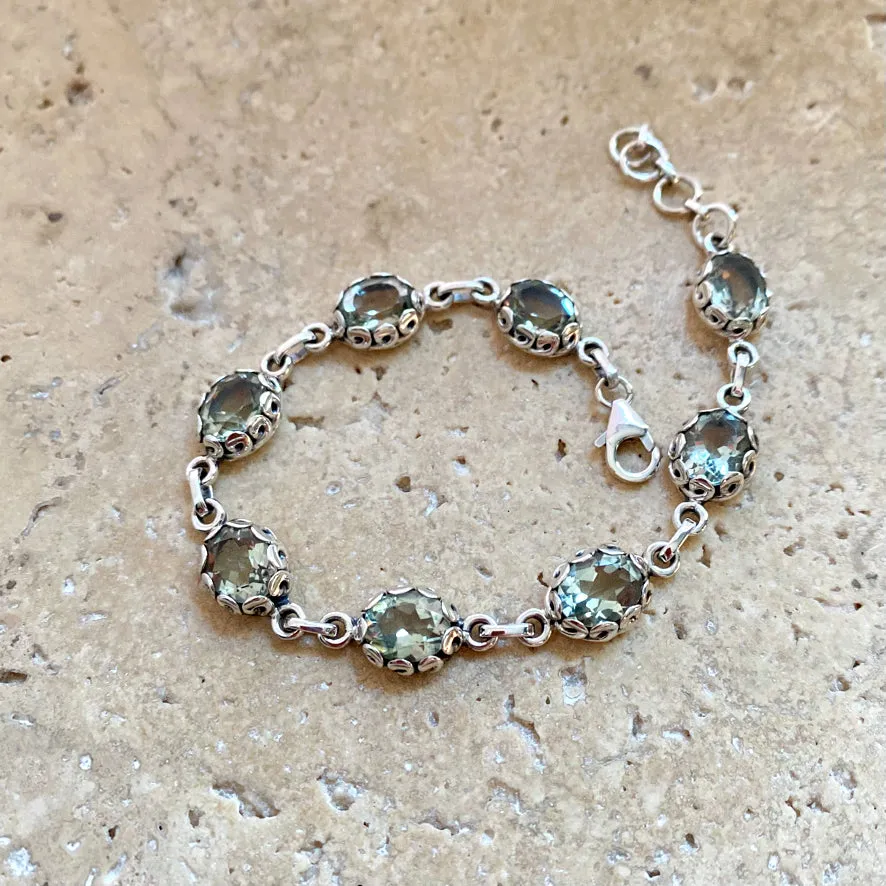 Green Amethyst Oval Gemstones Bracelet - Ivy