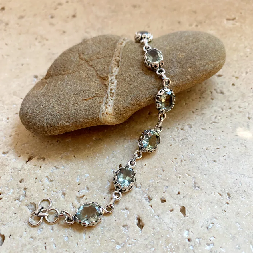 Green Amethyst Oval Gemstones Bracelet - Ivy