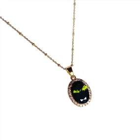 Green Hidden Gem Pavé Necklace