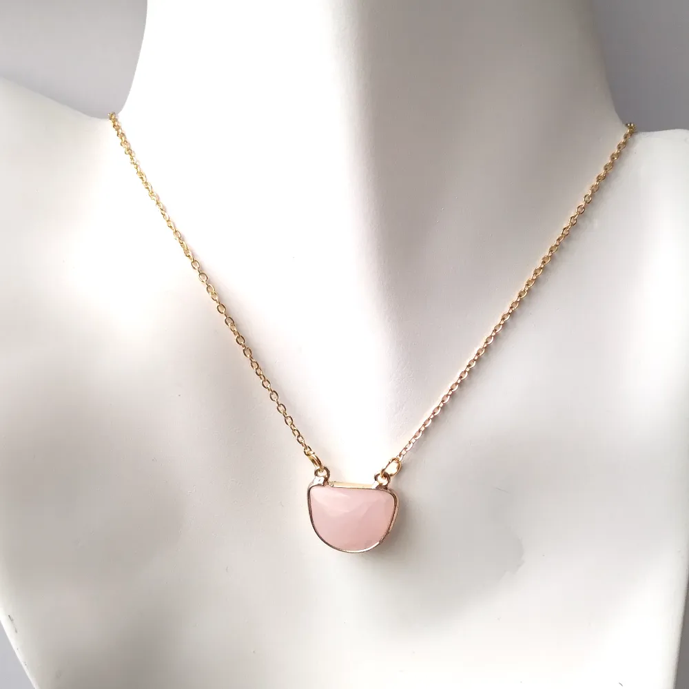 Half Moon Single Gem Drop Pendant