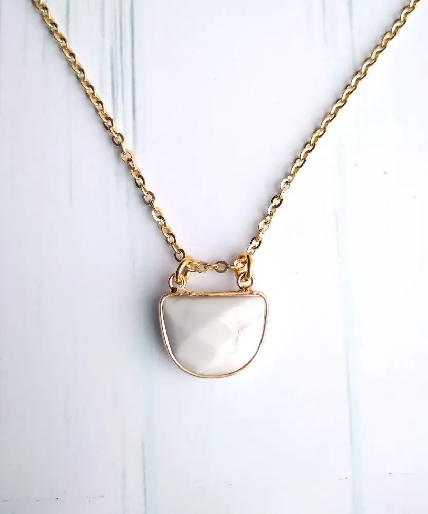 Half Moon Single Gem Drop Pendant