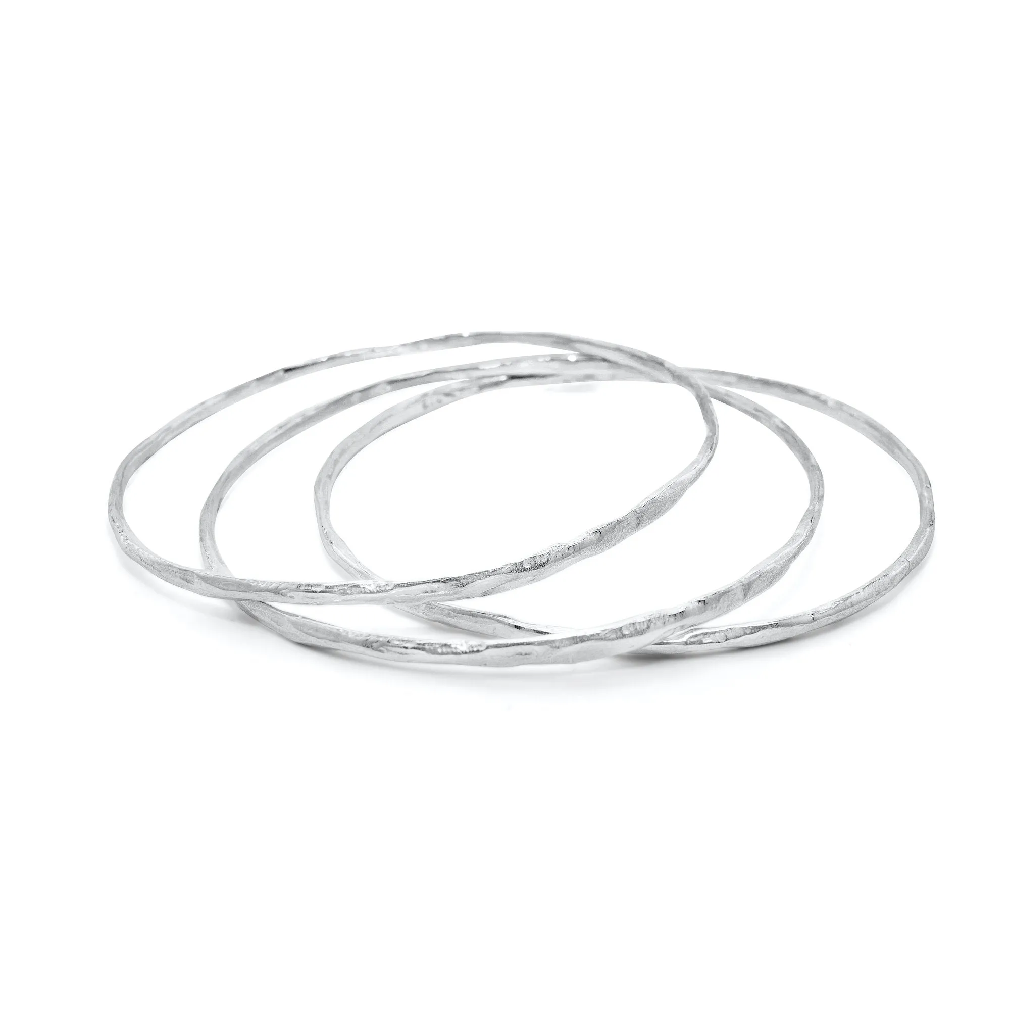 Hammered Bangle in Silver