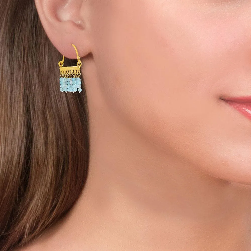 Handmade Gold Plated Silver Drop Earrings With Apatite Gemstones