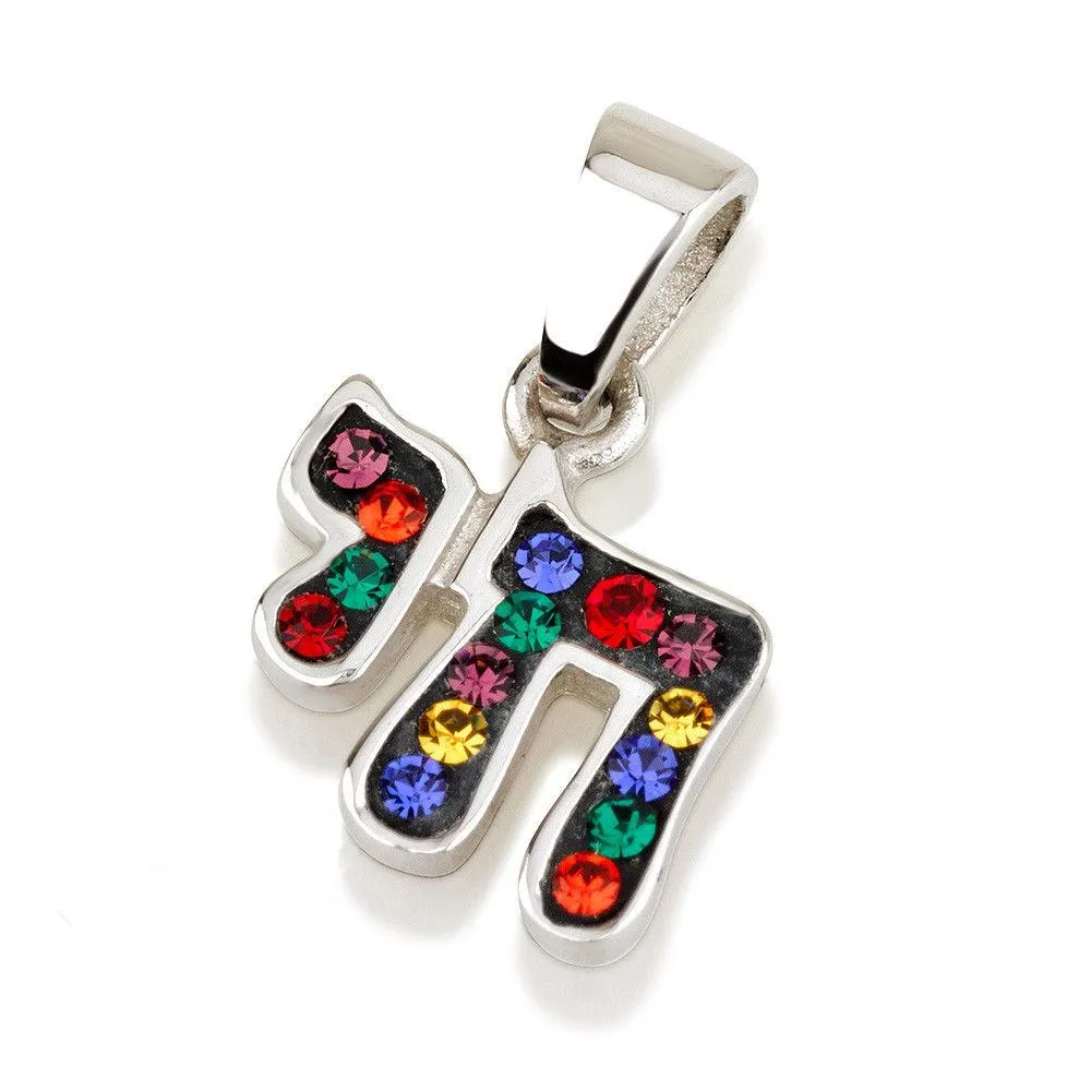 Hay Pendant Mix Colors Gem Stones   Sterling Silver Chain