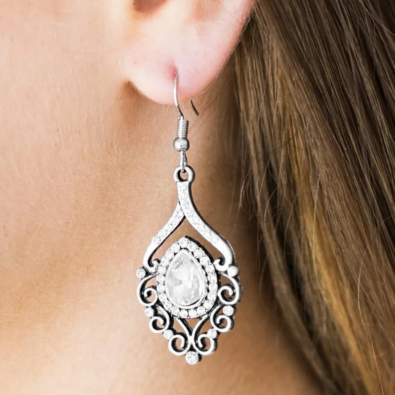 I Think I GLAM White Gem Earrings