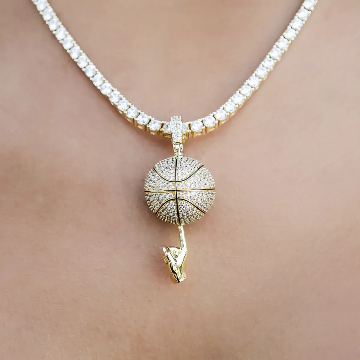 Iced Basketball Pendant