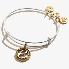 Initial E Charm Bangle, Two-Tone