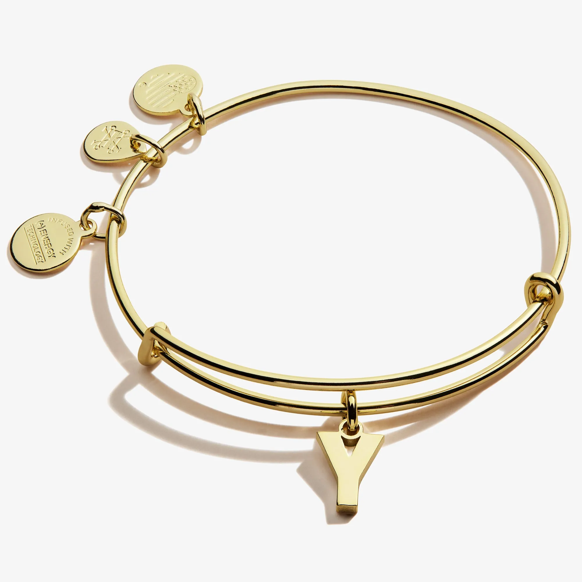 Initial Y Charm Bangle