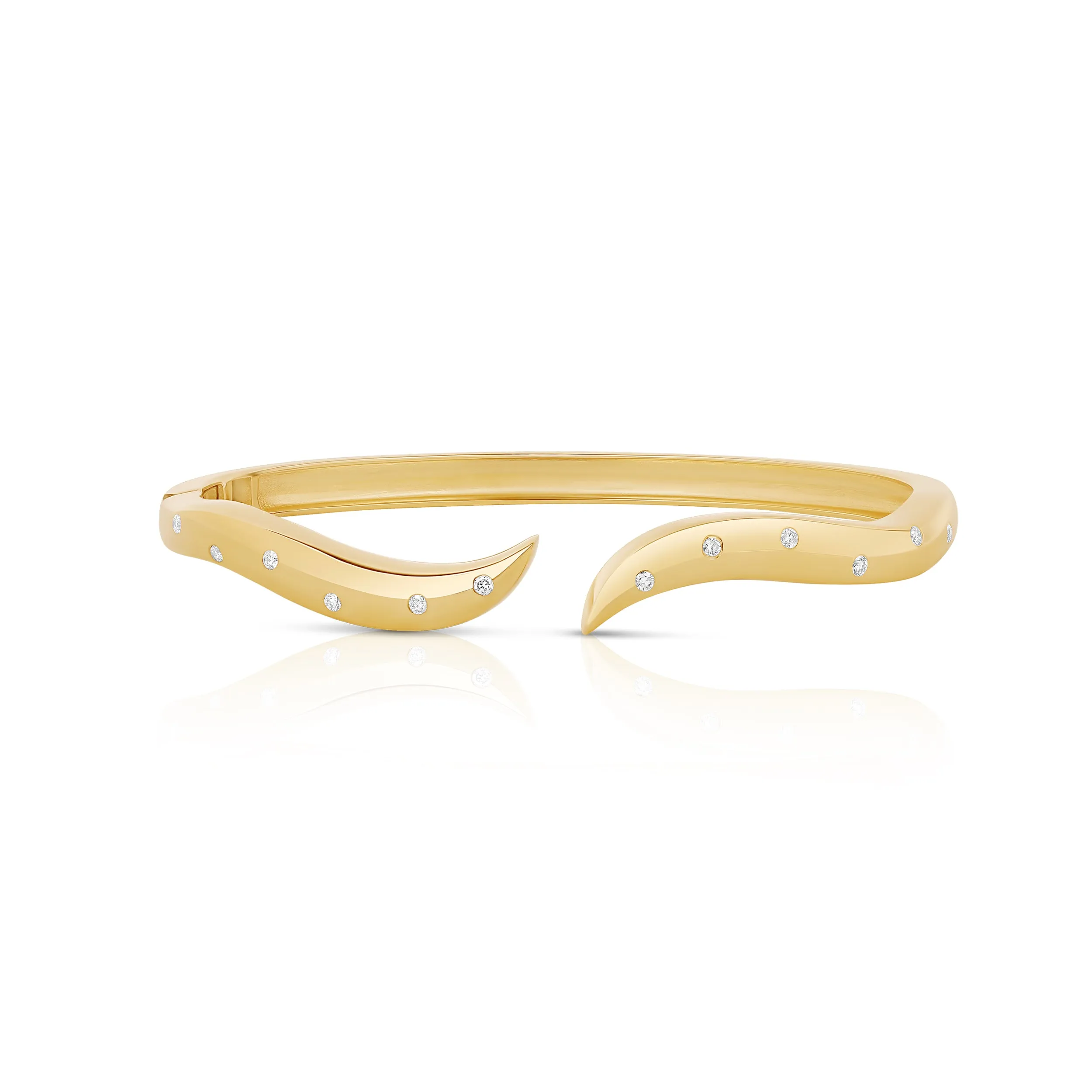 Inlay Diamond Wave Cuff Bangle