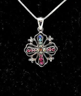 Jerusalem Cross Pendant With Swarovski Colored Gemstones 1#