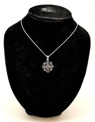 Jerusalem Cross Pendant With Swarovski Colored Gemstones 1#