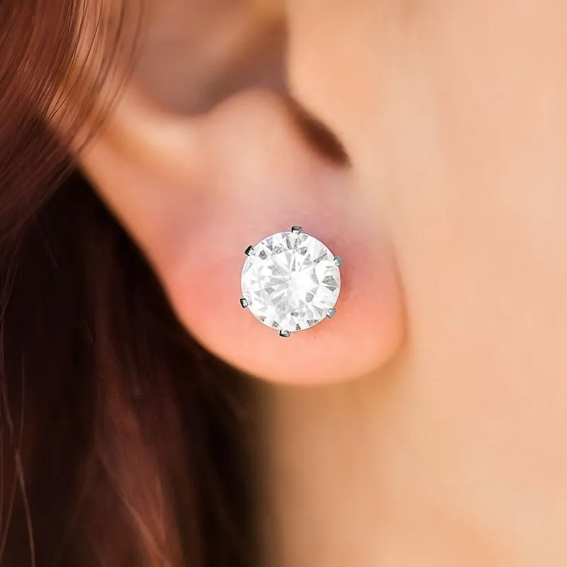 Just In TIMELESS White Gem Stud Post Earrings