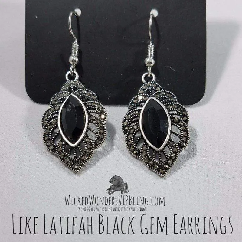 Like Latifah Black Gem Earrings