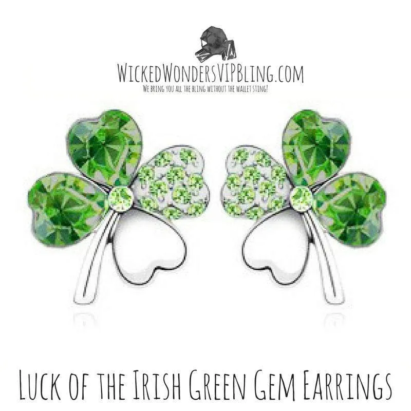 Luck of the Irish Dainty Green Gem Earrings