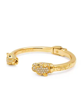 Men's Gold CZ Panther Bangle