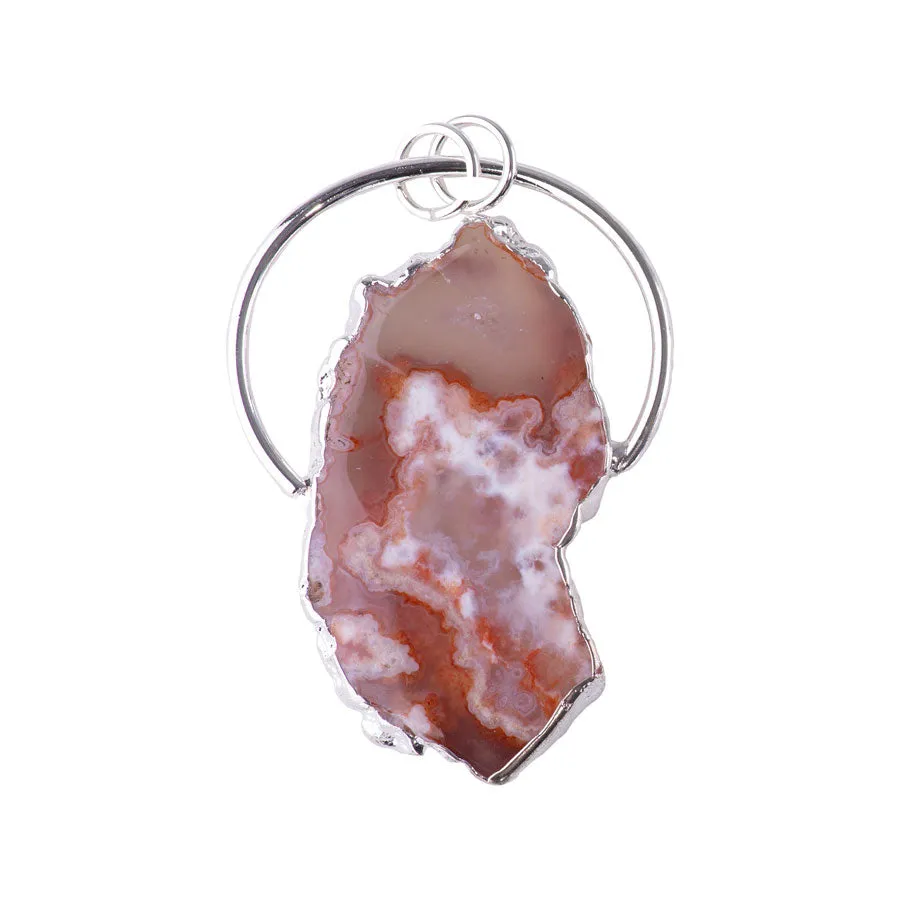 Moroccan Agate Large Freeform Pendant Silver - Pendant