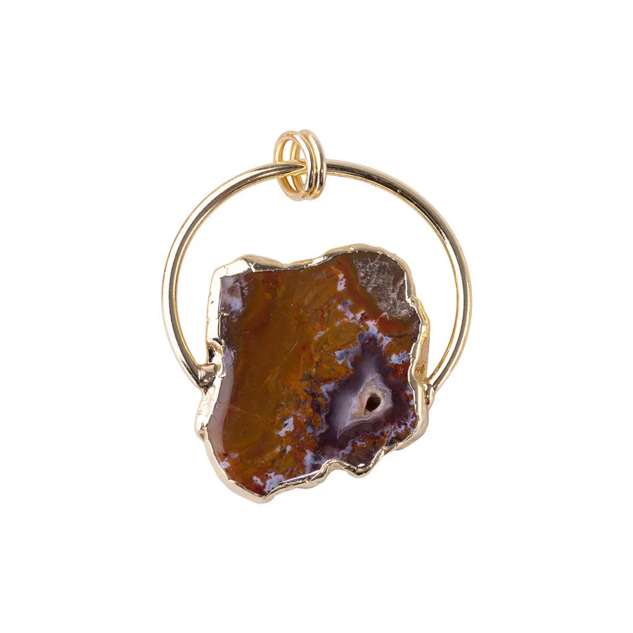 Moroccan Agate Medium Freeform Pendant Gold - Pendant